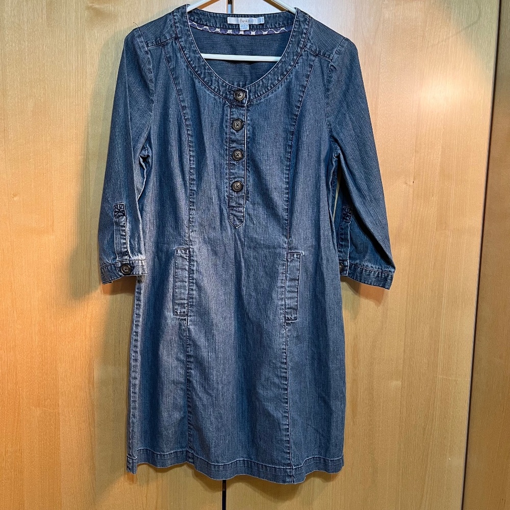 Boden Denim Dress Sz 8 Cute Details